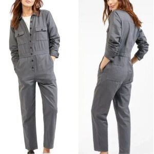 Outerknown SEA suit storm gray long sleeve utility jumpsuit linen blend XS nwt
